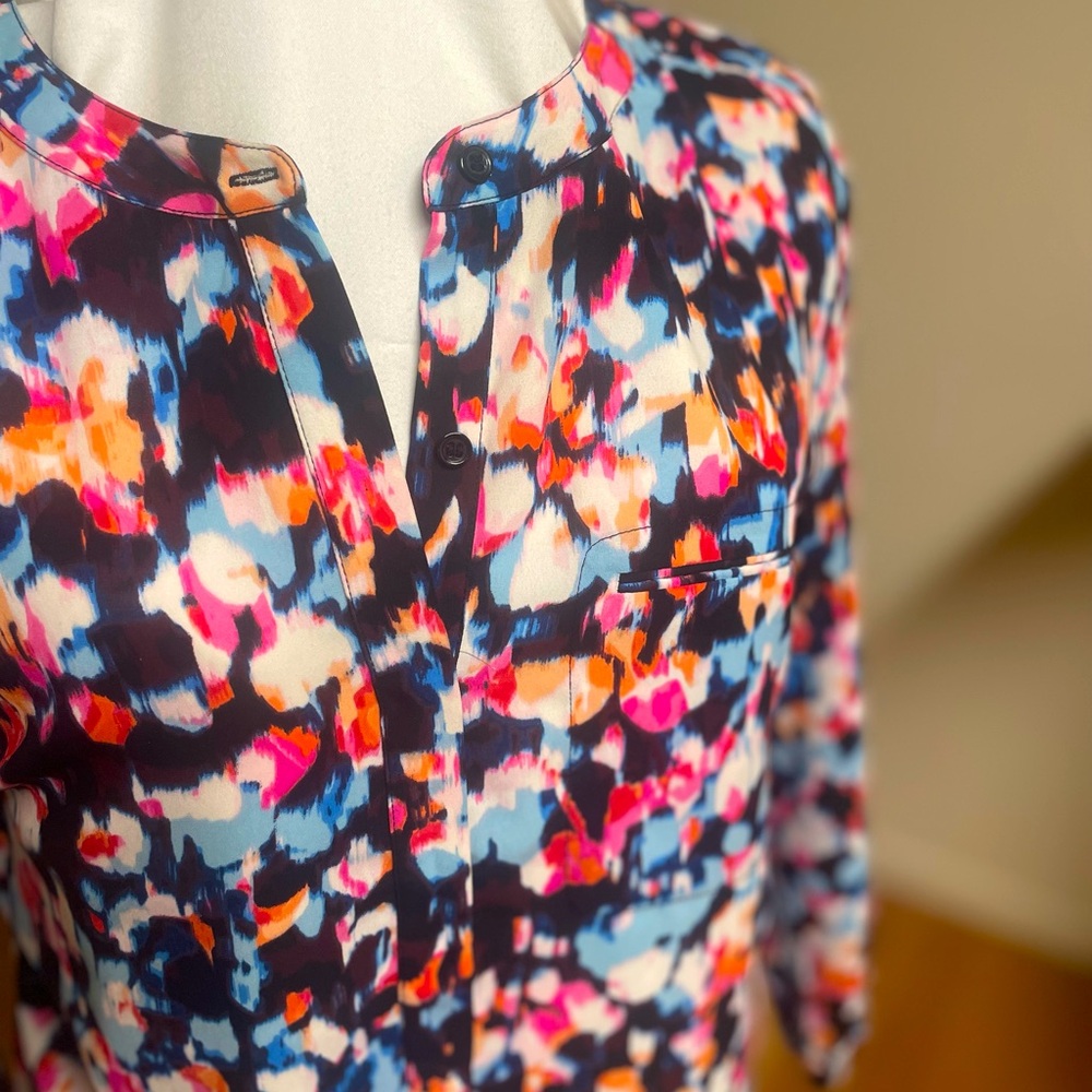 NYDJ Pintuck Blouse in colorful pattern